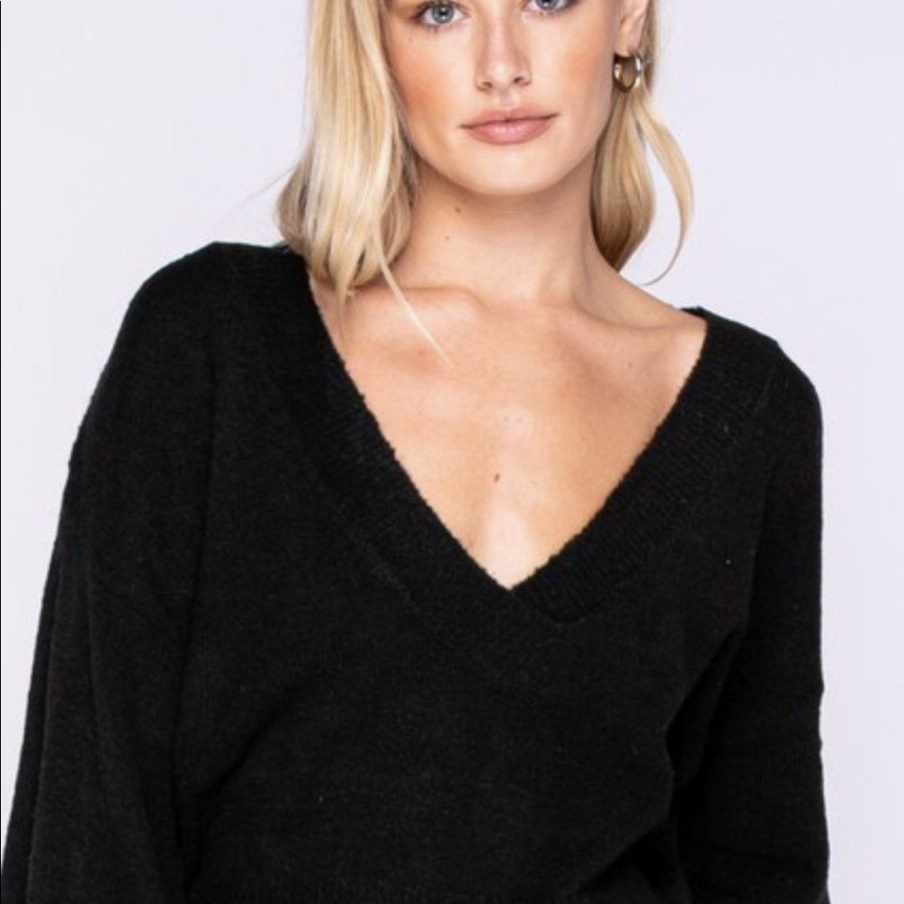 🌟LAST ONE🌟Bold in Black Deep Plunge Sweater